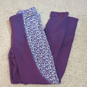 Kerrits Kids Riding Tights Plum Patterned Accent Size Large (Runs Small)